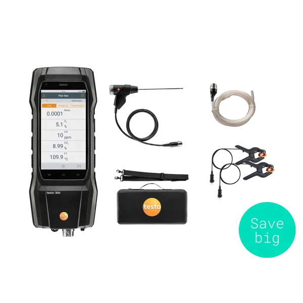 Testo 300+ Flue Gas Analyser Standard Kit Torch